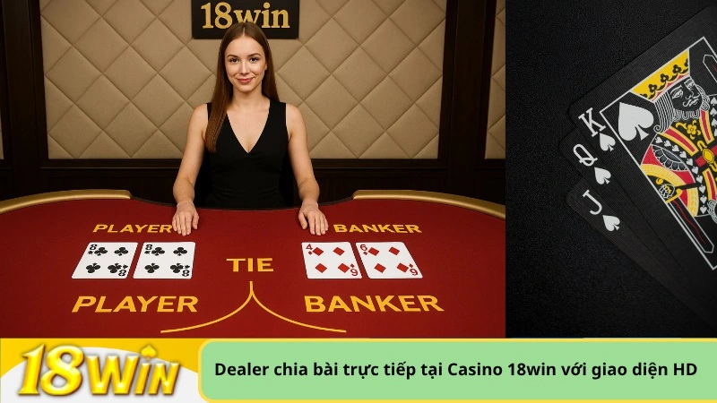 Dealer chia bài trực tiếp tại Casino 18win với giao diện HD