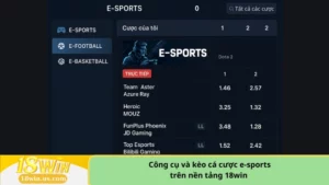 Công cụ và kèo cá cược e-sports trên nền tảng 18win