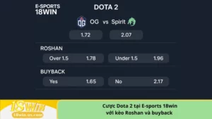cược Dota 2 tại E-sports 18win với kèo Roshan và buyback
