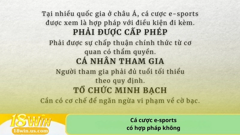 cá cược e-sports có hợp pháp không